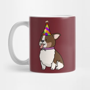 Cute corgi in party hat cartoon Mug